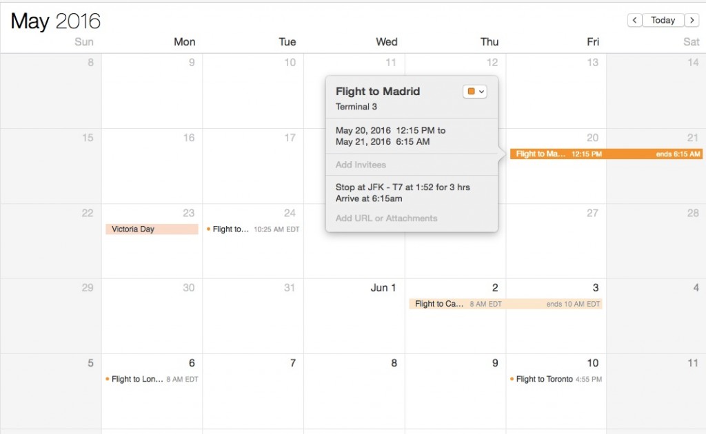Flight calendar